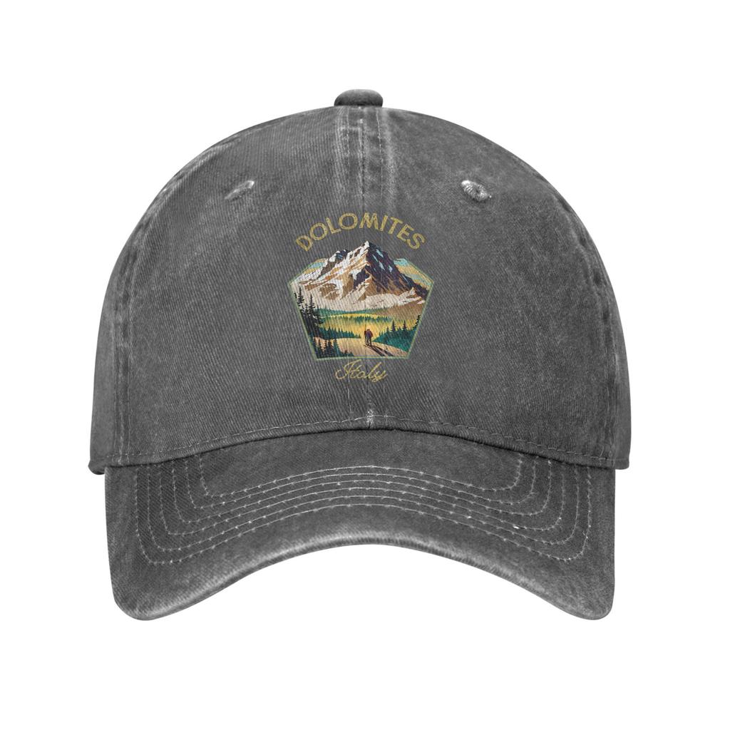 Dolomites Italy Mountains Baseball Cap Retro Distressed Cotton Climbing Hiking Headwear Unisex Outdoor Adjustable Fit Hats Cap