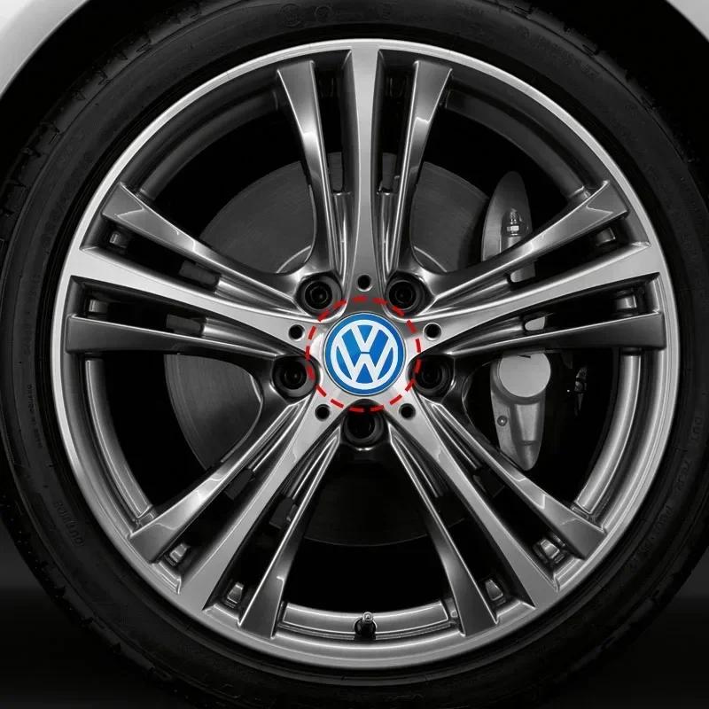 Nové Horké 2025 Nové 4KS Modré Samolepky na Středy Kol Auta Obtisky na Středové Krytky Kol Styling Auta Pro Volkswagen B5 B6 B7 T4 T5 Golf 4 5 6 7 Polo