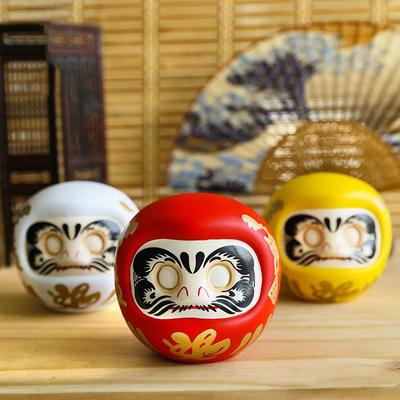 Ceramic Daruma Doll Lucky Cat Fortune Ornament Money Box Office Tabletop Feng Shui Craft Home Decoration Gifts