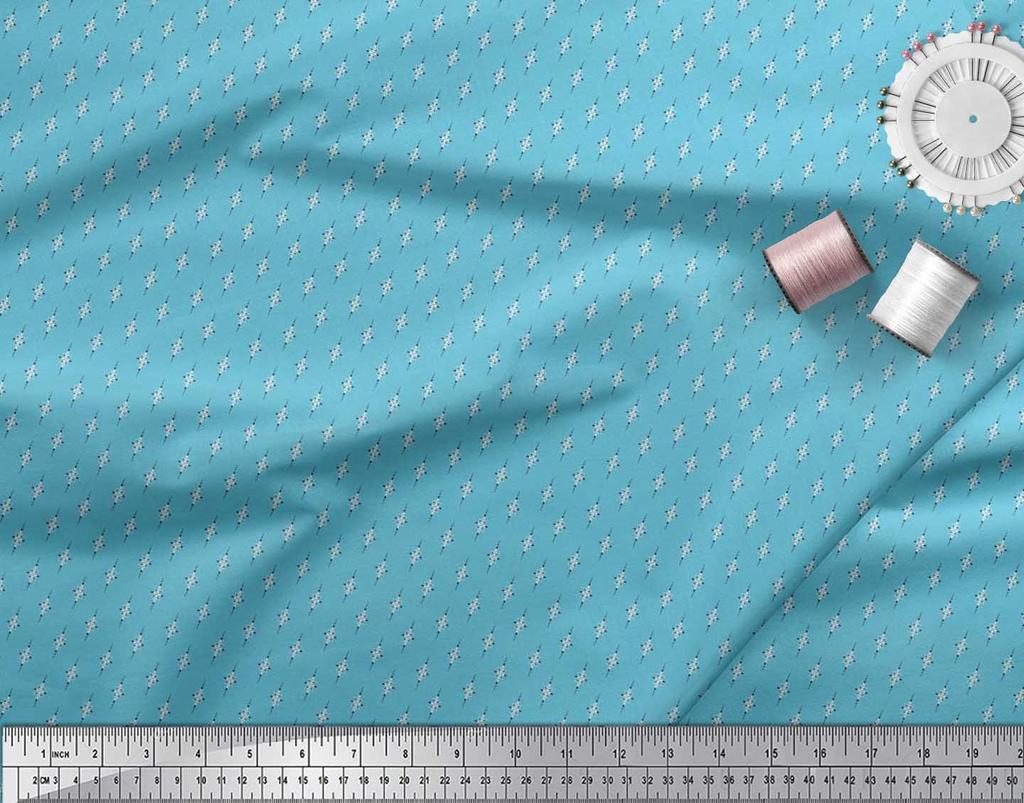 Soimoi Japan Crepe Satin Fabric Dot & Leaves Small Motif Shirting Print Fabric by the Metre 42 Inch