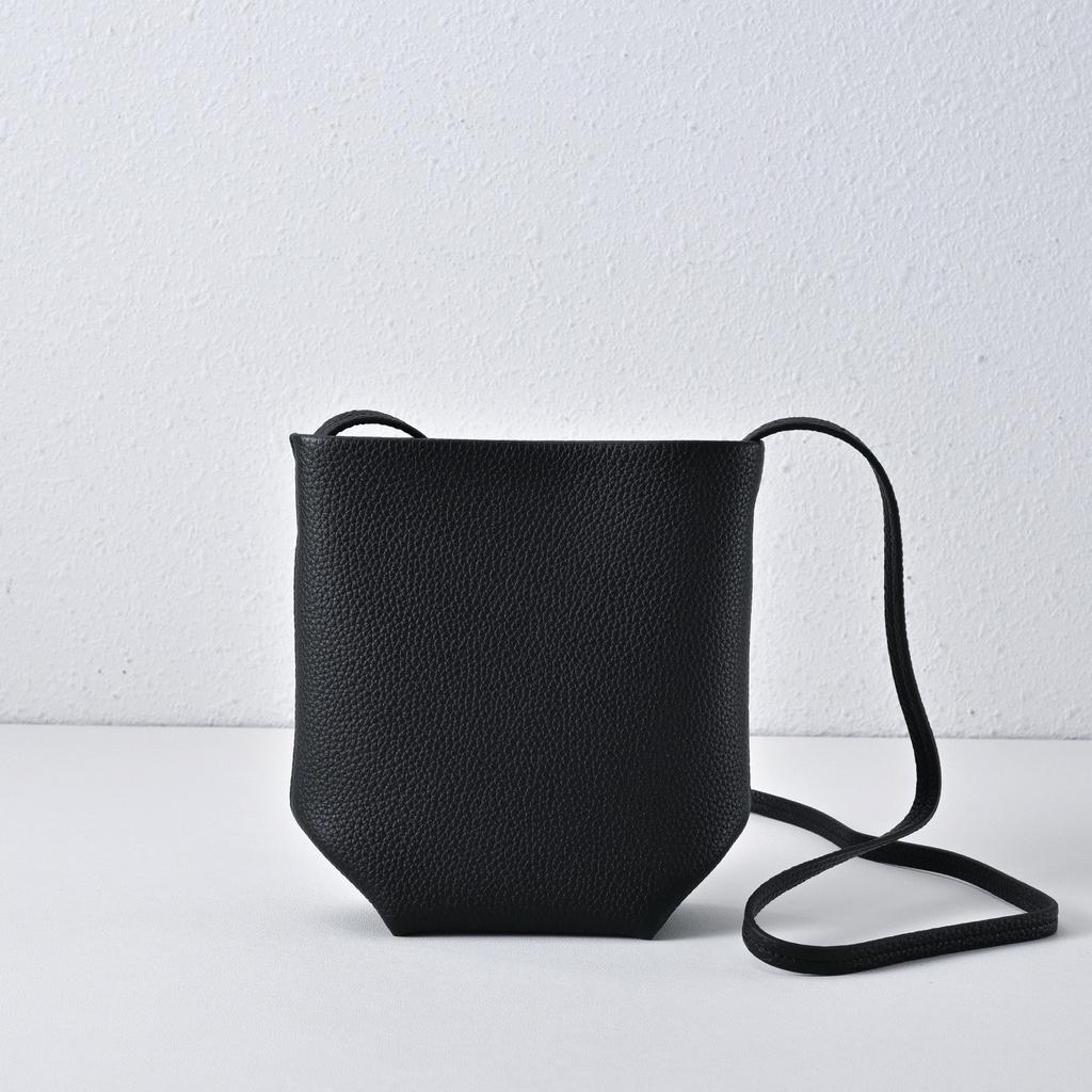 Bucket phone bag, minimalist top layer togo cowhide single-shoulder crossbody bag, full leather inside and out small bag for women