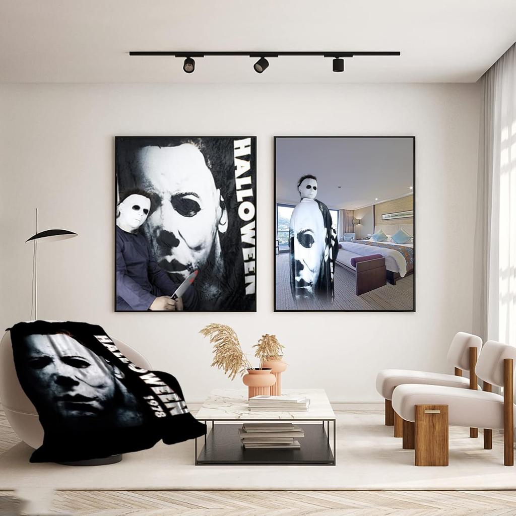 Halloween Horror Movie Blanket Michael Myers Blanket Flannel Blanket Micro Fleece Blanket for Bed Couch Living Room