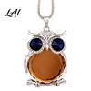 Gift for Mom And Friends Faux Crystal Owl Pendant Necklace Women Long Blue Sweater Chain Fashion Alloy Jewelry Accessory Daily Wear & Decoration