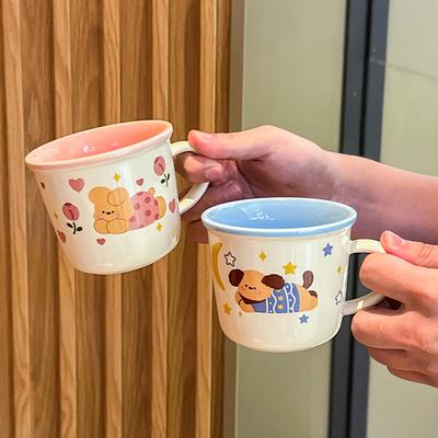 Cute Rabbit Ceramic Mug High Value Puppy Men's and Women's Draft Coffee Cup Large Capacity Drinking Cup Birthday Gift