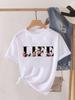 (Asian Size) Letter Flower Lady Female Top Printed Fashion Graphic Short Sleeve T-shirts Tee Clothing Women Casual T Shirt