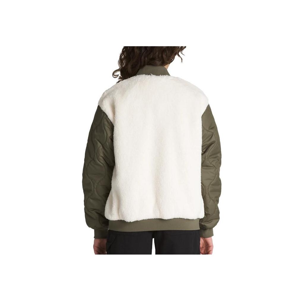 Vans Bomber Jacket With Logo Patch And Stand Collar Women Jackets White Green VN000F8NKCZ