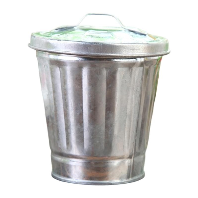 Iron Themed Garbage Bin Two Measurements Offered Practical Home Waste Disposal Solution серебряный