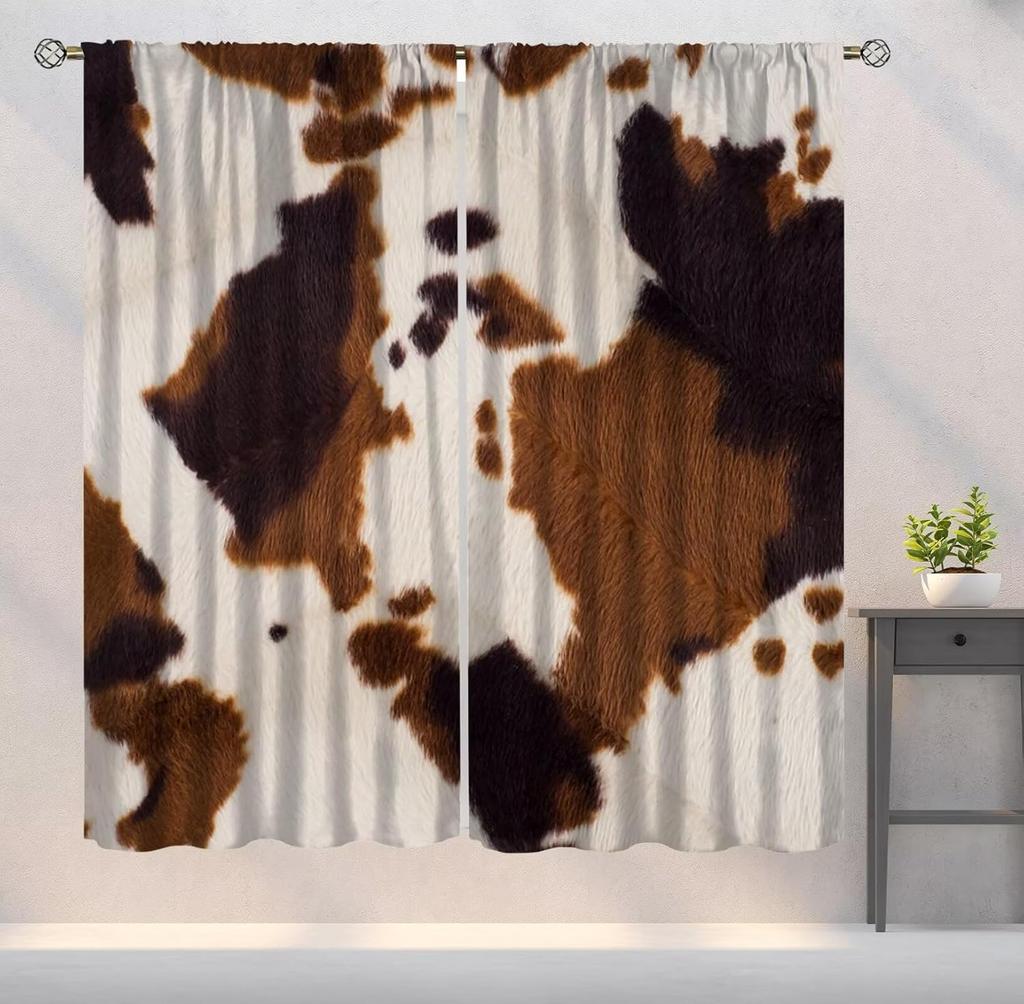 Leopard Print Curtains Brown Cheetah Wildlife Art Printed Window Drapes Bedroom Kitchen Decor Fabric Set Panel Curtain Blackout For Made Of Polyester