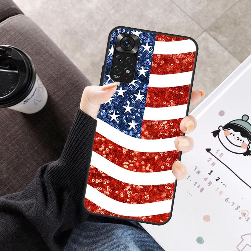 America USA Flag Case For Xiaomi Redmi Note 11 10 9 8 12 Pro 10S 11S 12S Cover For Redmi 9 10 10A 9C 10C 12C