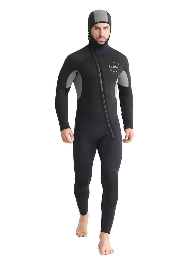 SBART 5/7MM Thick Wetsuit One-Piece, Cold-Protective & Warm Diving Suit with Velvet, Jellyfish Resistant
