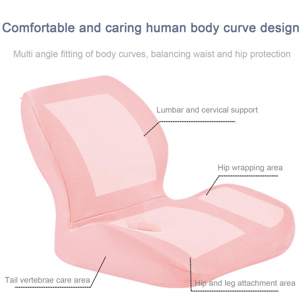 1Pc Memory Foam Seat Cushion Ergonomic Design One-piece Seat Cushion with Waist Support Anti-slip Backrest Cushion for Home
