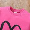 Girls' Heart Print Pullover Two-Piece Set: European/American Spring/Autumn Valentine's Day Children's Fashion.