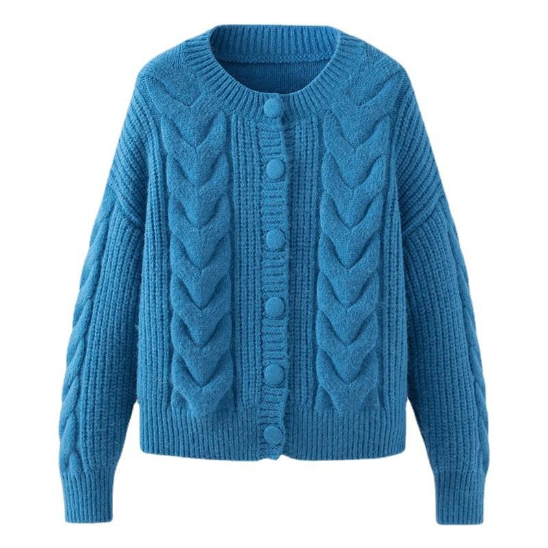 Sweet Twist Soft Sweater Coat for Women Winter Autumn Loose OuterWear Long Sleeve O-Neck Knitted Cardigan Sweater
