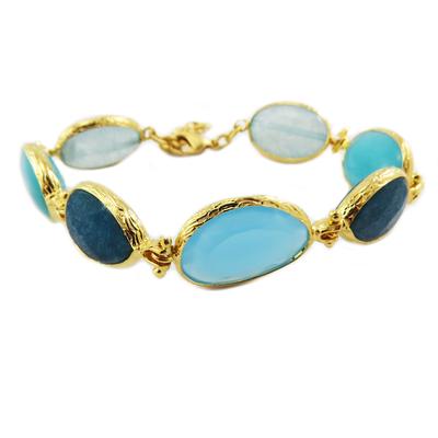 [Q5661] - Handmade Turquoise Gold Bracelet 'Cléopatra' - Width 15 Mm