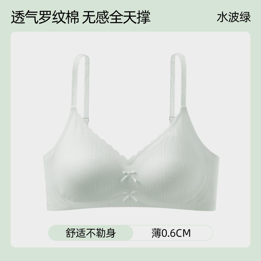 Traceless women's big anti-sagging breast bra without steel ring jelly strip soft support bra