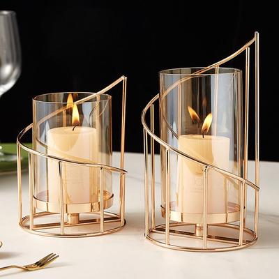 Nordic Romantic Wrought Iron Candlestick Holder - Elegant Candlelight Decor for Living Room & Dining Table