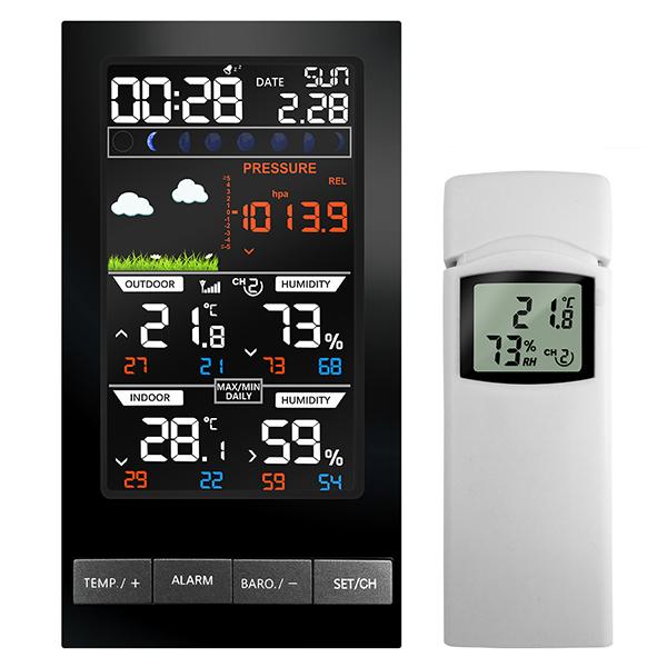 Weather Station Wireless Indoor Outdoor Sensor Hygrometer Pressure mmHg Barometer Alarm Clock Weather Forecast Thermometer 2810 1pcs outdoor sensors