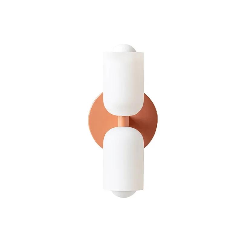 

Nordic Creative Double Headed LED Wall Light Glass High End Cream Style Bedroom Medieval Staircase Design Lighting Fixtures white light