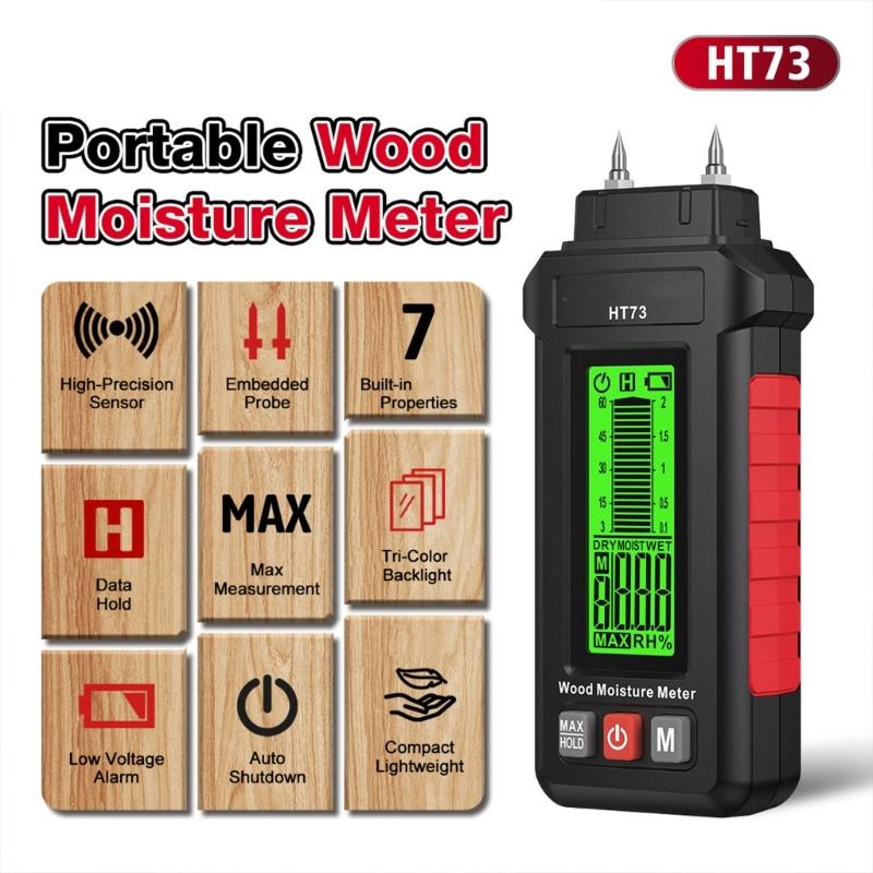 Easy To Use Portable Moisture Tester Clear LCD Display Fast for On Site Detection Of Wood Paper Brick Concrete Moisture
