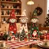 Set of 3 Christmas Wooden Tabletop Decorations With, Snowman and Christmas Tree Designs for Holiday Desktop Display