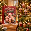 Holiday Party Supplies Piggy Family Advent Calendar, 2D Flat Acrylic 24 Days Hanging Decor Ornaments, Decorative Christmas Countdown Gift Box