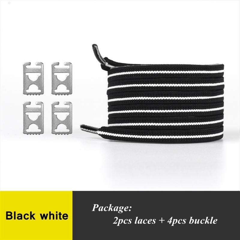 No Tie Shoelaces with Elastic and Stainless Steel Anchors Flat Shoe Laces For Sneakers Tieless Shoelace For All Adult Kid Shoes