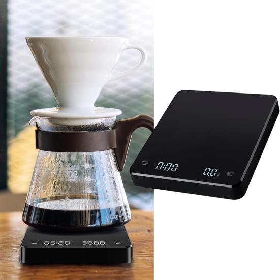 Digital kjøkkenvekt med timerpresisjon oppladbar høysensitive berøringsknapper kaffevekt for espressobrygging