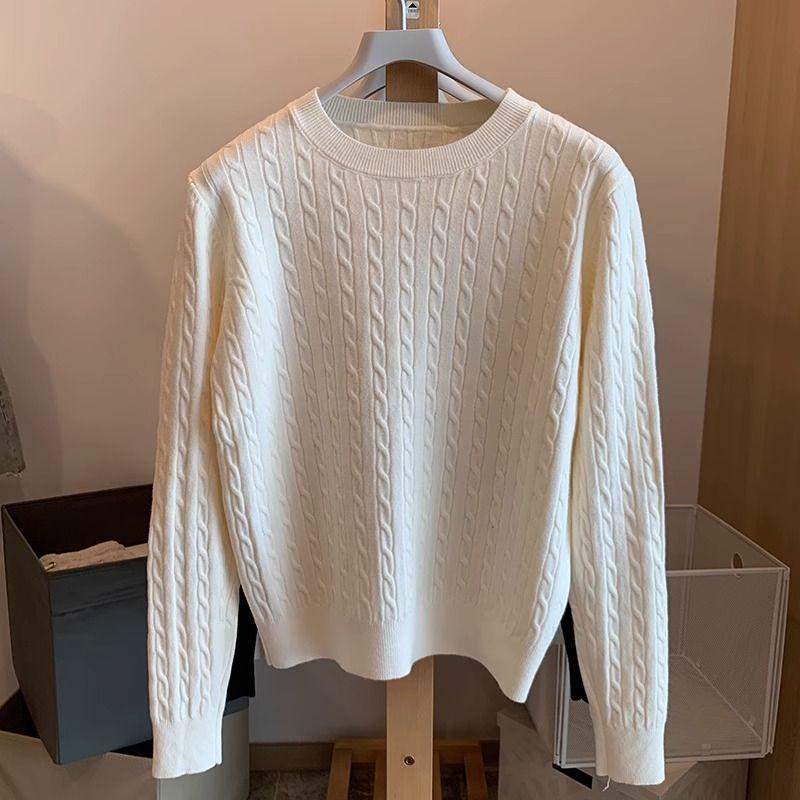 Twist sweater knitted sweater autumn new lazy style loose inner top winter long sleeve bottoming shirt women
