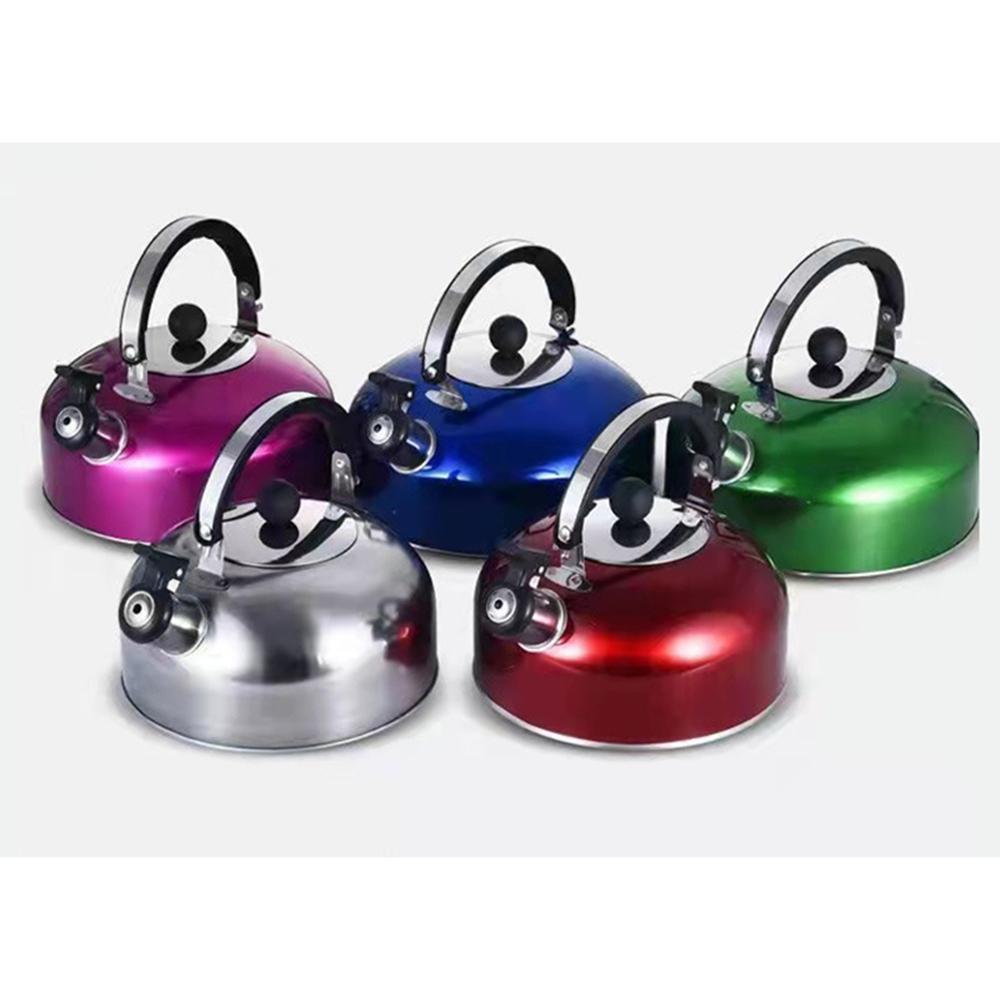 Red Stainless Steel Whistling Kettle Stove Top Hob Kitchenware Tea Pot W/ Handle