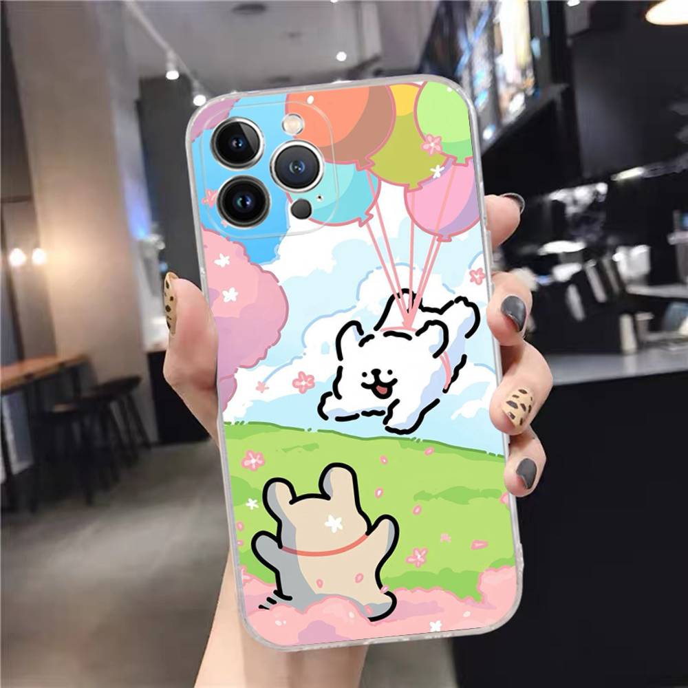 1pc Cute Cartoon Line Dog Maltese Phone Case For IPhone 17 16 15 14 11 12 13 Mini Pro XS Max Plus Funda Shell