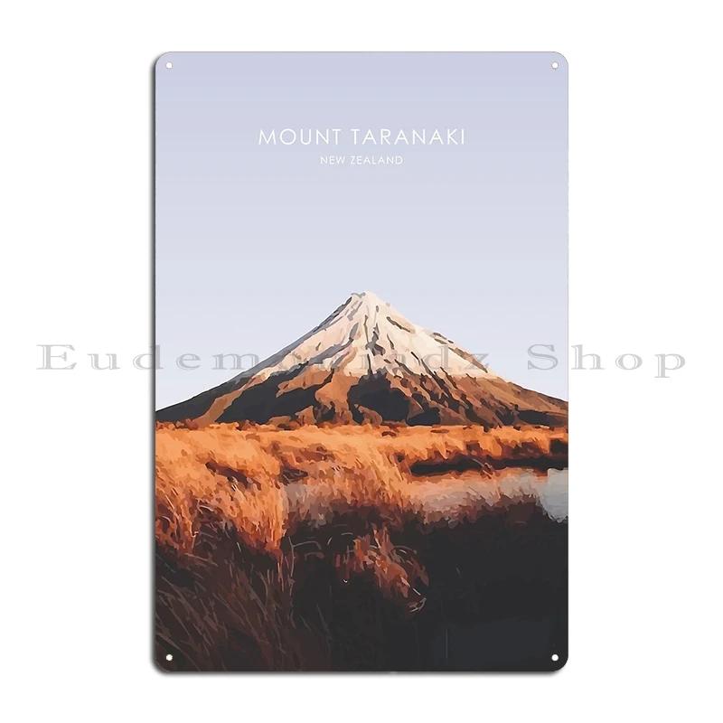 A Vintage Travel Illustration of Mount Taranaki New Zealand Metal Sign Club Kitchen Wall Mural Cinema Design Tin Sign Poster 20x30cm(7.8x11.8inch)