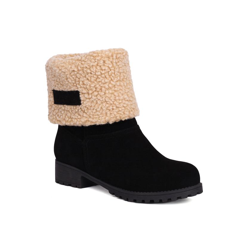 

Meotina/женские ботильоны с круглым носком, зимние сапоги на меху на толстом среднем каблуке, лаконичный дизайн, женская модная обувь, зимняя черная верблюжья обувь 43 35 чёрный