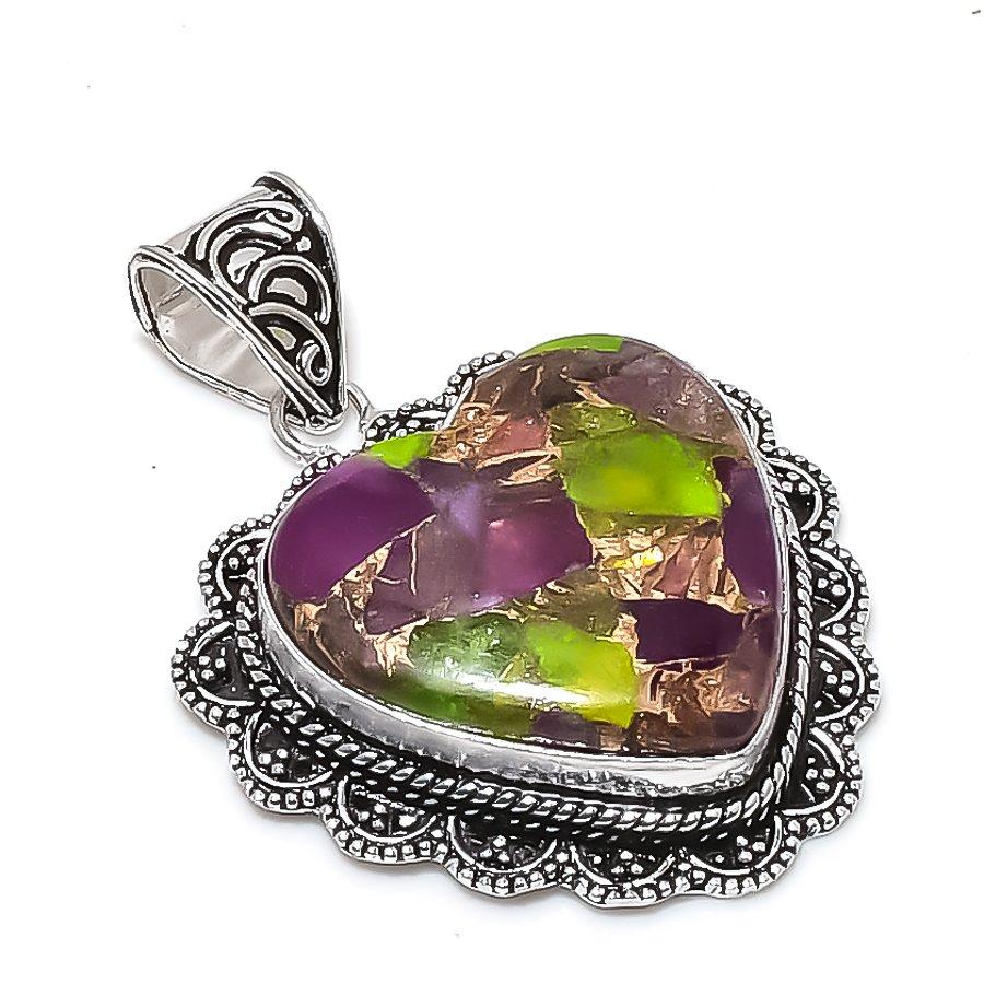 Натуральный медно-пурпурный камень Пурпурит Ювелирный кулон из стерлингового серебра 925 пробы 2,01  ETC-14012