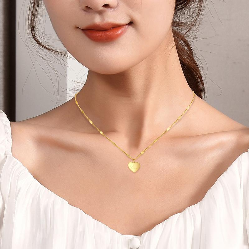 Charming Heart Love Pendant Necklace For Women Stylishly Crafted From Titanium Steel