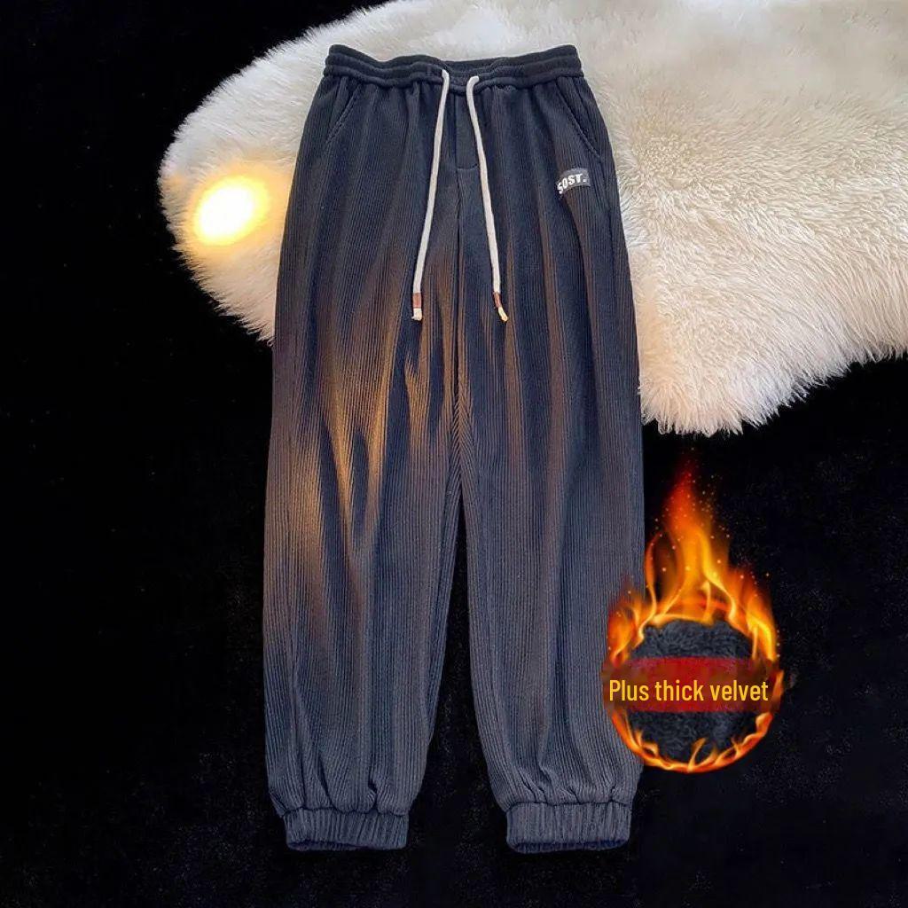 Creamy White Corduroy Unisex Pants: Versatile, Casual, High Street Fashion for Autumn and Winter