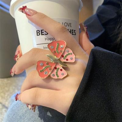 Geometric Painting Ring Korean Style Chunky Enamel Ring Cute Insect Drip Oil Ring  Gift