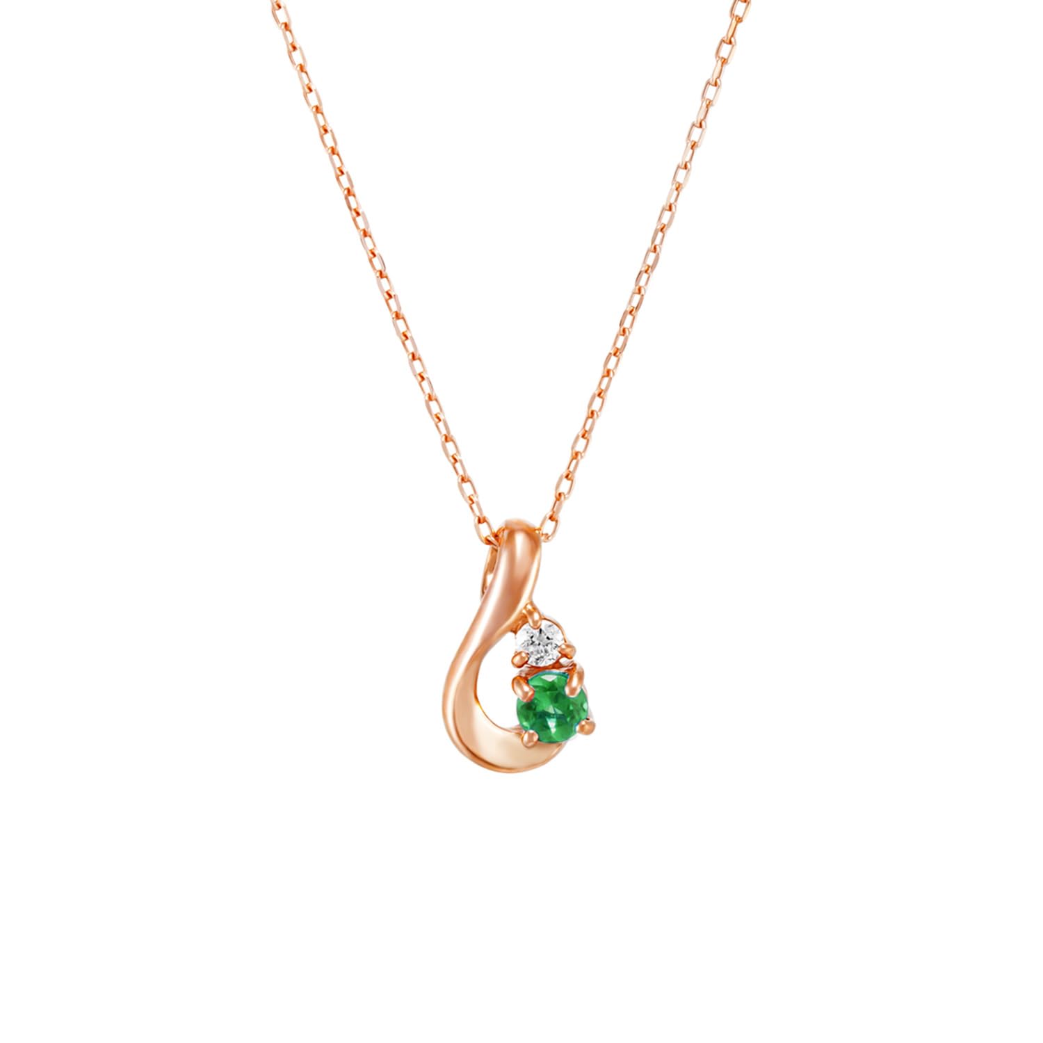 

Yondo K10 pink gold necklace emerald 150946123135 canal4℃ (Canal Sea) [May birthstone]