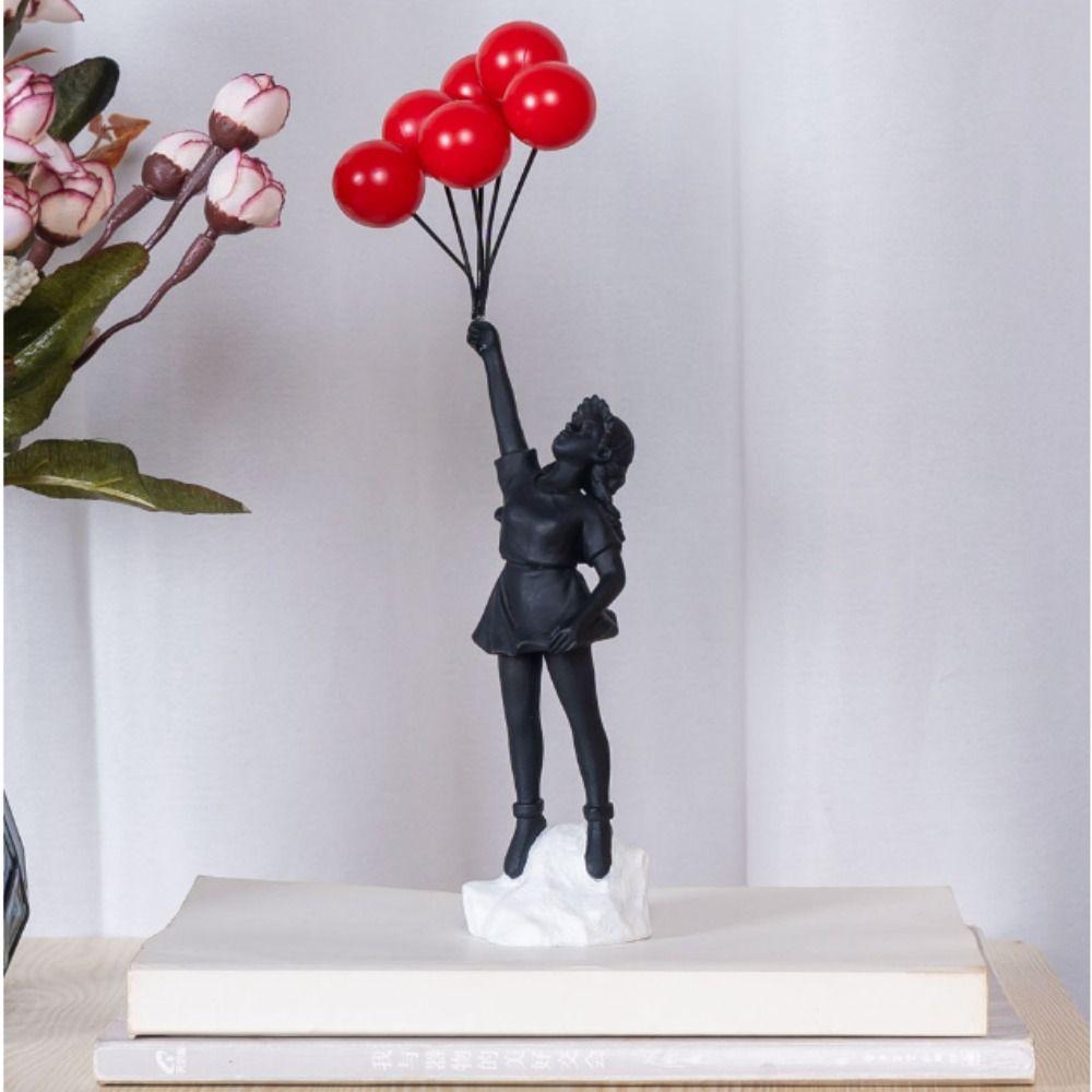 Resin Crafts Banksy Sculpture No Odor Flying Balloon Girl Figurine Art Sculpture   Home Accessories