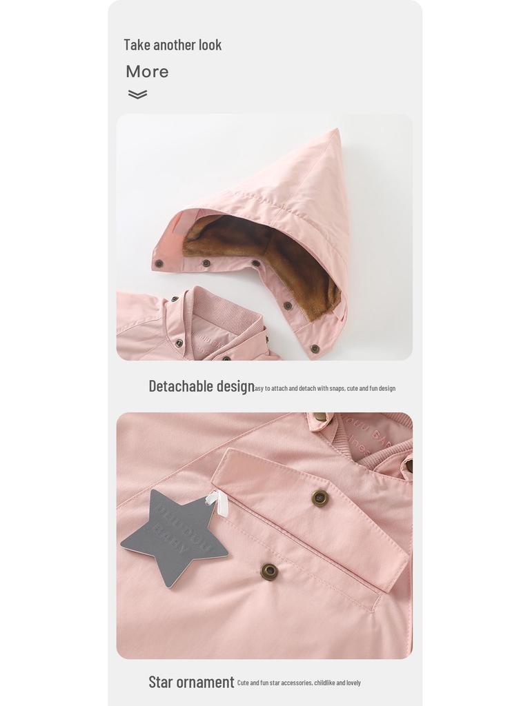 DUUDUU Baby Girl Padded Set: New 2025 Korean Style Cotton Outfit for Toddlers - Autumn/Winter.