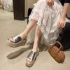 2025 Summer Slope Heel Platform Open-toed Slippers Korean Version Beach Shoes Retro Roman Shoes Fashion European and American One-word Slippers