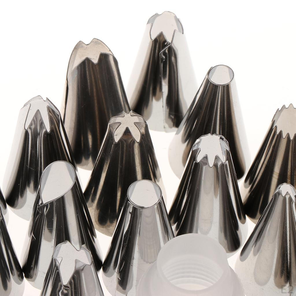 23pcs Flower Icing Piping Nozzles Tips Fondant Cake Decorating Tool with Adapter