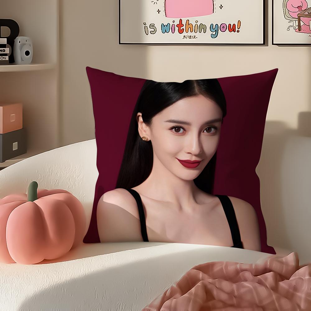 Beautiful Actress AAngelababy Cushion Cover Pillowcase Short Plush Invisible Zipper Room Sofa Cushion Cover