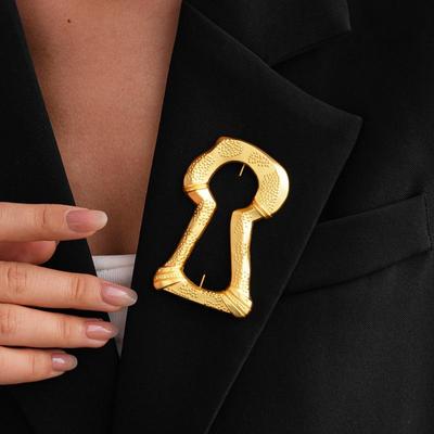 Elegant Hollow Keyhole Brooch For Women Trendy Fashion Jewelry Gift Commute Party Daily Wear Accessories