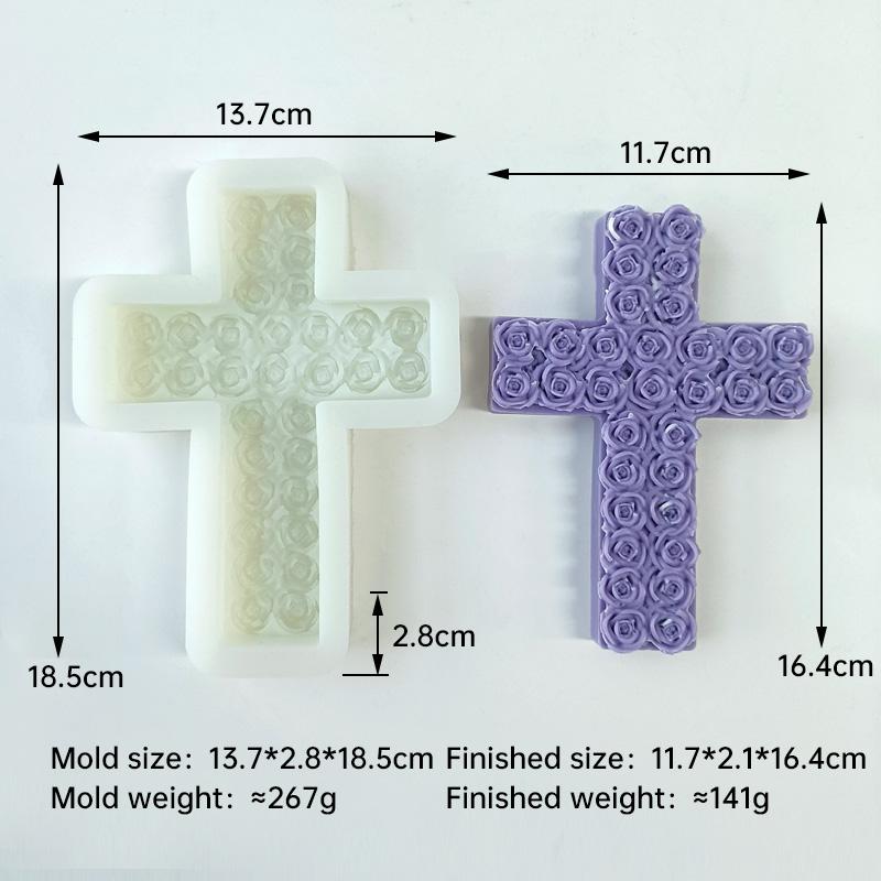 Creative Rose Cross Silicone Candle Mold Aroma Gypsum Resin Flowers Ornament Mold Handmade Candle Making Supplies