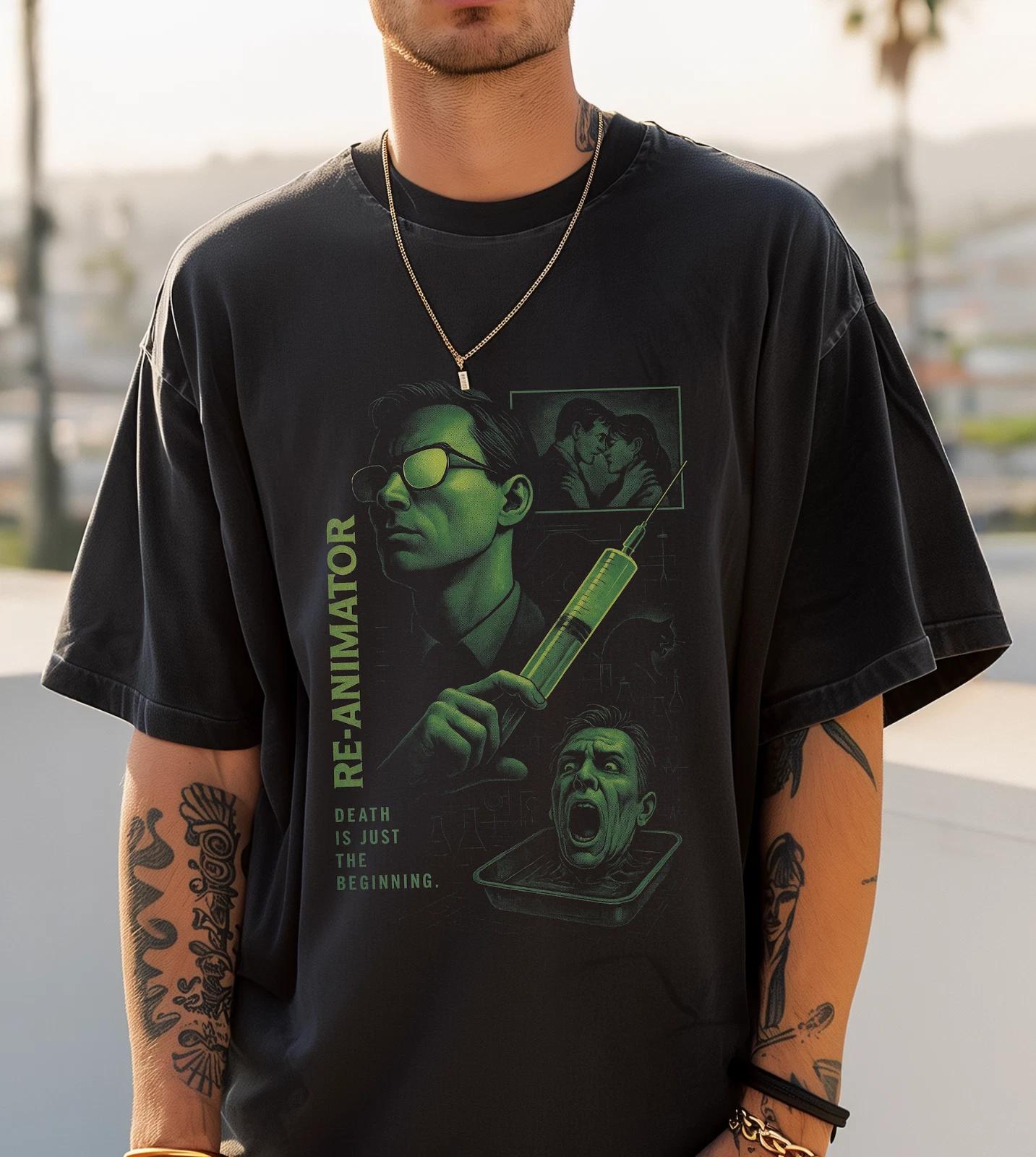 Re-Animator T shirt Graphic Tee, Cult Classic Horror Movie, Sci-Fi Gore Fan Gift S