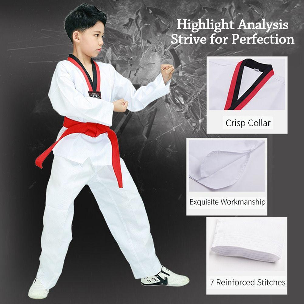 White Taekwondo Uniforms Long Sleeve Judo Dobok Fashion WTF Karate Uniform  Practice