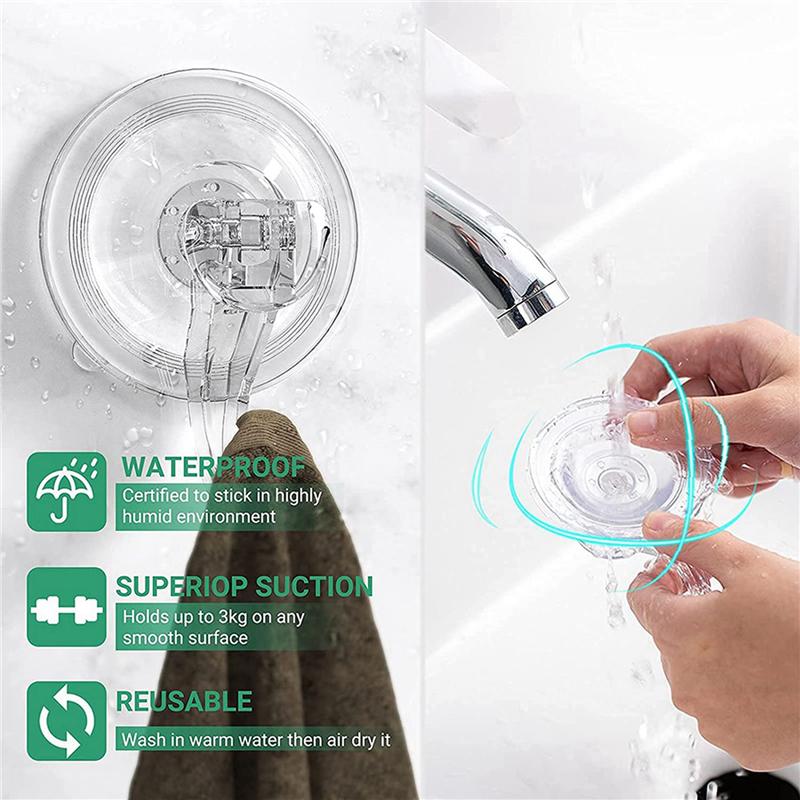 ABWR-6X Large Transparent Reusable Heavy Duty Vacuum Suction Cup Hook