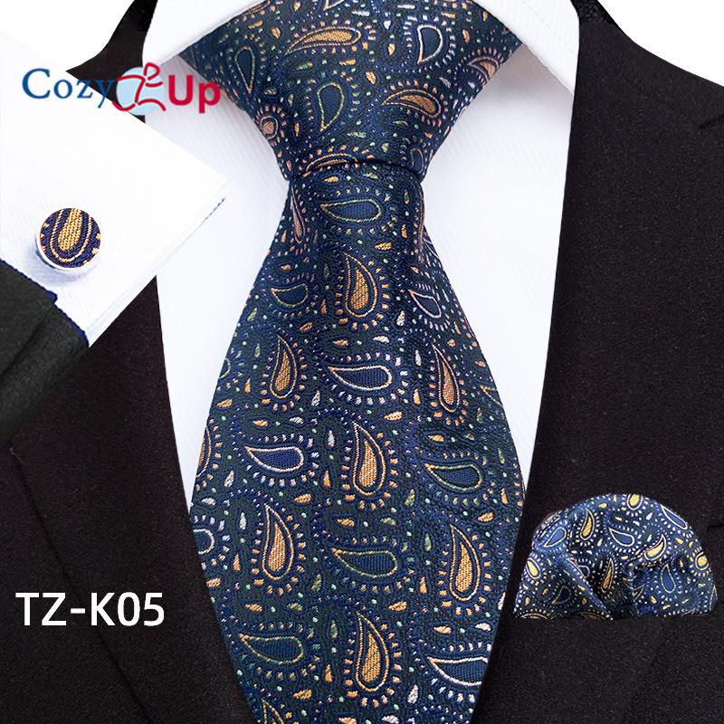 Cozy Up Three-piece Set Paisley Fashion Business Men's Tie Includes Tie Cufflinks Handkerchief