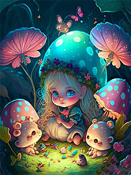 Volle quadratische/runde Diamant-Malerei Fantasy Mädchen Home Decor Stickerei Mosaik Elfen Cartoon Kristall Wandkunst