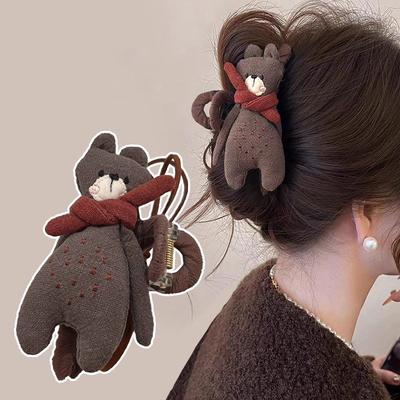 Simpatico Fermaglio per Capelli Animale di Alta Qualità Viso AB Cartone Animato Panno Bambola Sciarpa Orso Squalo Clip per Donna Ragazza Kawaii Forcine Accessori per Capelli